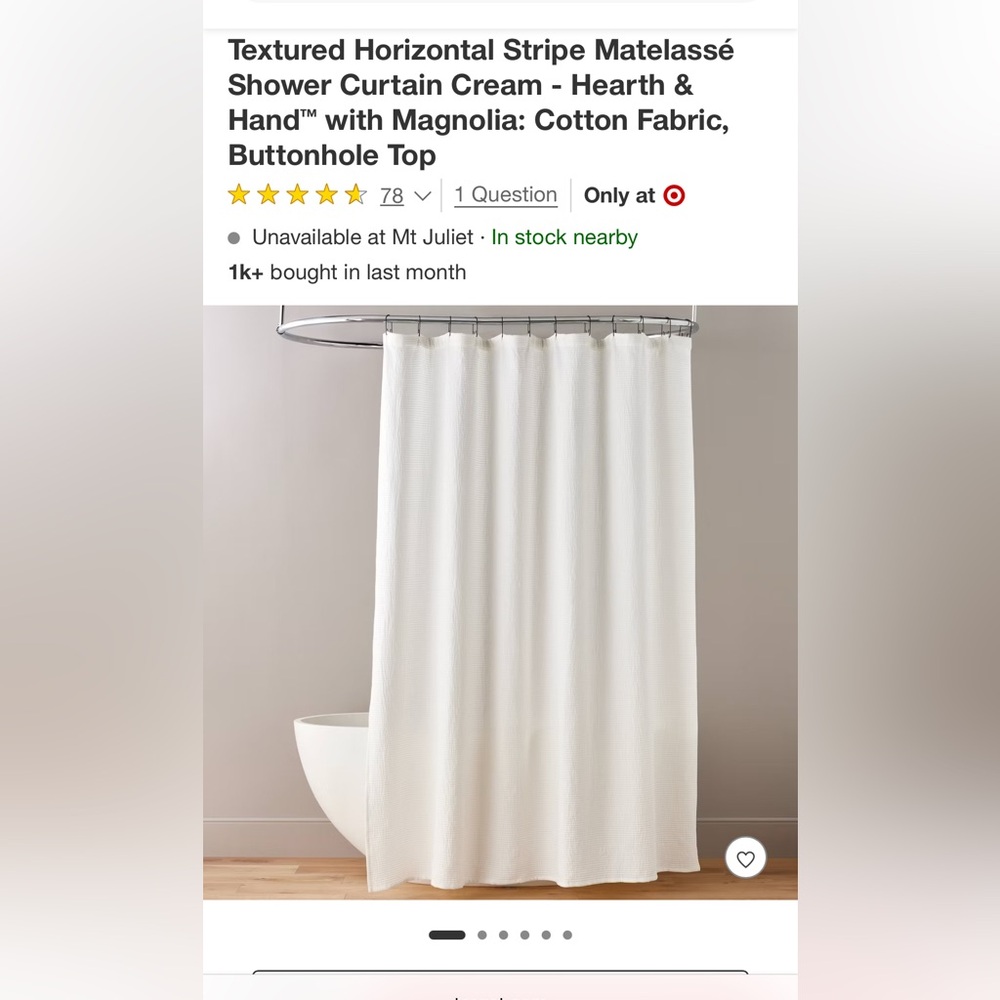 NWT Hearth & Home Matelasse shower curtain